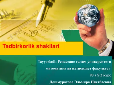 tadbirkorlik shakllari — PPTX
