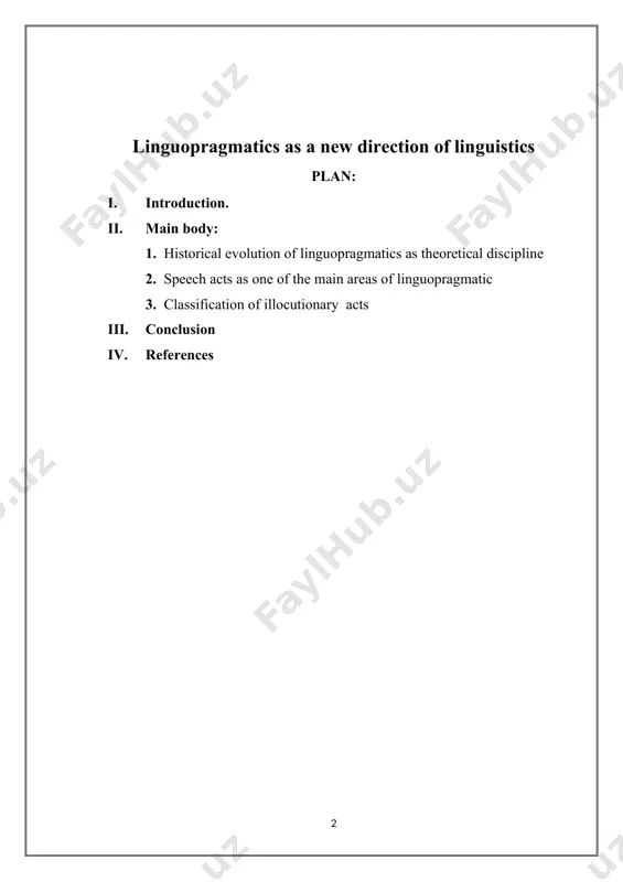 h. as theory of linguopragmatics of special interest to the researchers, from the end of the xxth century till the present times, pragmalinguistics has become one of the most important directions in modern linguistics. theory of linguopragmatics plays an important role in this study. theory of pragmatic meaning is studied by such scientists as george lakoff and mark johnson, chudinov i. s, ashurova d. u, kubryakova е.с, v. z. demyankov, sh. safarov and many others. the topicality of the research which is determined by the following factors: · necessity of clarifiying the pragmatic intentions of communicators; · necessity of determining types of acts that are used on different utterance from the point of view of pragmalinguistics in english. problem development status: the following researchers worked on these sphere of science such as abdullaeva d. “linguopragmatic features of simple frame phraseologies in english and uzbek”, seidaliyeva g. “linguopragmatic peculiarities of stereotypes …