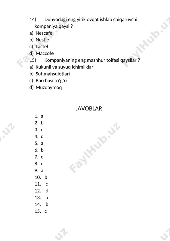 nestle kompaniyasi test savollari - Page 5