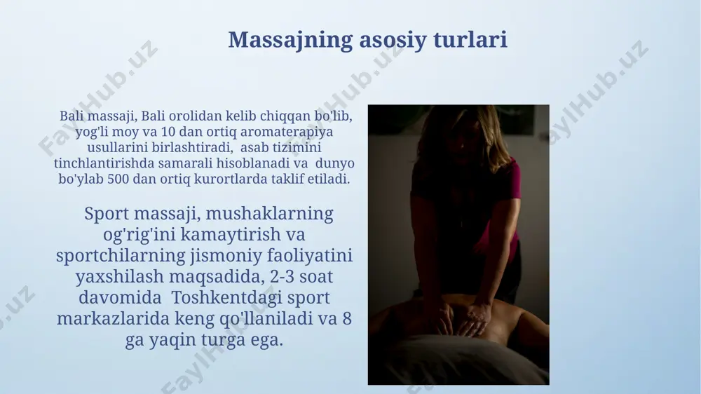 znini 70 kg dan ortiq bo'lsa, 30 daraja burchak ostida joylashgan maxsus massaj stollaridan foydalanish tavsiya etiladi, chunki bu orqa miya bo'yni qismining 2-3-vertebralari uchun optimaldir. muvaffaqiyatli bajarish mezonlari har bir bemor uchun kamida 10 daqiqalik massaj seanslari va har bir seansdan keyin batafsil yozuvlar saqlanishi, shu bilan birga terapevtning 5 balldan kam bo'lmagan bahosini olish kerak. bemorlarning harakatlanish qobiliyatlarini yaxshilashga qaratilgan 7 ta turli mashqlarni bajarish va har bir mashqning to'liq bajarilishini, shu jumladan, bemorning o'zgarishi bo'yicha 3 oydan keyin takror baholashni o'z ichiga oladi. topshiriqni topshirish tartibi topshiriqni topshirishdan oldin, uni diqqat bilan tekshirib ko'ring va barcha 3 ta qo'shimcha hujjatlarni ilova qiling. bekor topshiriqlar qabul qilinmaydi. topshiriqni topshirish muddati 2-noyabr, soat 17:00 gacha, toshkent shahridagi 3-sonli logopediya markaziga topshiriladi. elektron shaklda topshirish mumkin emas. xavfsizlik choralari беморнинг аллергик реакциялари ёки бошқа ножўя таъсирларига нисбатан тезкор тиббий ёрдам кўрсатиш учун наманган шаҳридаги тез ёрдам хизмати билан алоқа 24/7 …