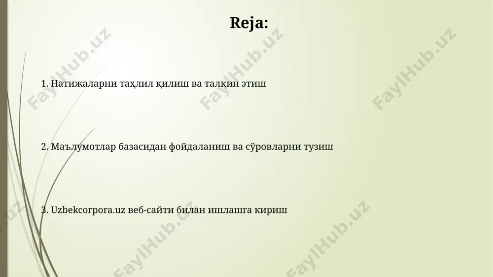 larni, jumladan, badiiy adabiyot, gazetalarning matnlarini va boshqa manbalarni taqqoslash imkoniyati mavjud. muammolar va yechimlari sayt interfeysi ba'zi foydalanuvchilar uchun murakkab tuyulishi mumkin, shuning uchun qo'shimcha yordam va o'quv materiallariga ehtiyoj seziladi. uzbekcorpora.uz saytida 2000 dan ortiq so'z va iboralarning leksik ma'lumotlari mavjud bo'lib, ularning ba'zilari to'liq emas yoki eskirgan bo'lishi mumkin. grammatik ma'lumotlarni olish sayt 20 dan ortiq grammatik kategoriyalar bo'yicha ma'lumotlarni taqdim etadi, jumladan, fe'l zamonlari, otlarning soni va kelishigi, sifat darajalari va boshqalar, bu sizga chuqur tahlil o'tkazish imkonini beradi. uzbekcorpora.uz saytida 100 000 dan ortiq so'z shakllarini o'z ichiga olgan keng grammatik ma'lumotlar bazasidan foydalanishingiz mumkin, bu sizga morfologik tahlil qilish imkoniyatini beradi. kontekstual misollarni topish kontekstual misollarni topishda so'z yoki iboraning kamida 5 ta, maksimal 100 ta kontekstual misolini topish mumkin, natijalar sonini o'zingiz belgilashingiz mumkin. qidiruv natijalarida har bir misolning konteksti, ya'ni jumla yoki matn parchasi, tegishli manba va uning url manzili ko'rsatiladi. so'z …