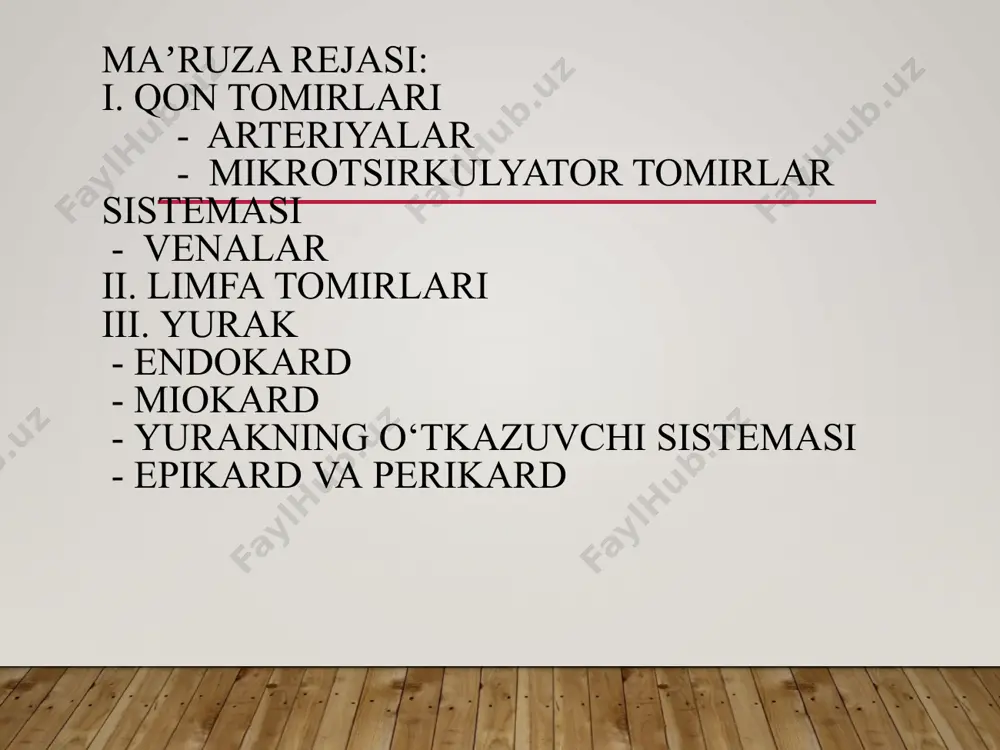 a – miotsitlarning aylana tutamlari, 2b – elastik tolalar, 3 – mayda tomirlar va nervlar tutuvchi tashqi parda miya pardasida yirik venaga (ii) quyiluvchi vyenula (i). har ikkalasi xam mushaksiz vena turiga mansub va ularning devorida ichki – endoteliy xujayralari (1), tashqi – siyrak biriktiruvchi to‘qimali qavatlar ko‘rinib turibdi. qorinchalarda miokard qavati qalinroq, bo‘lmachalarga nisbatan. yurakning klapanlari biriktiruvchi to‘qimali asosga ega bo‘lib,ular oq rang bilan ifodalangan.klapanlarning asosiy vazifasi yurak qisqargan paytda qonning teskari oqishiga to‘sqinlik qilish. klapanlarning asosi fibroz xalkaga birlashgan bo‘ladi. yurakning fibroz skeleti zich biriktiruvchi to‘kimadan iborat bo‘lib, asosan to‘sik, fibroz xalka va fibroz uchburchakdan iborat. u turli xil yo‘nalishdagi kollagen tolalardan iborat. klapanlarning yuzasi endoteliy bilan qoplangan, u antitrombotik tasir qiladi. sariq rang bilan ko‘rsatilgan joylar,yurakning o‘tkazuvchi sistemasiga kiradi, bunda qo‘zg‘alish potensiali hosil bo‘lib, miokard bo‘ylab tarqaladi (yurak urishi). sinus tuguni (sa)bu (kardiostimulyator), o‘ng bo‘lmachaning devorida joylashgan,ular ritm boshlovchi xujayralar bo‘lib, undan keyin impuls bo‘lmacha-qorincha tuguniga, keyin …