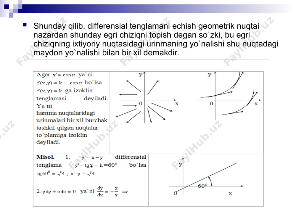 birinchi tаrtibli diffеrеnsiаl tеnglаmаlаr. chiziqli differensial tenglamalar. ajraladigan differensial tenglamalar - Page 4