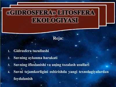 «gidrosfera» litosfera ekologiyasi — PPT