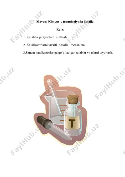 kimyoviy texnologiyada kataliz — DOCX