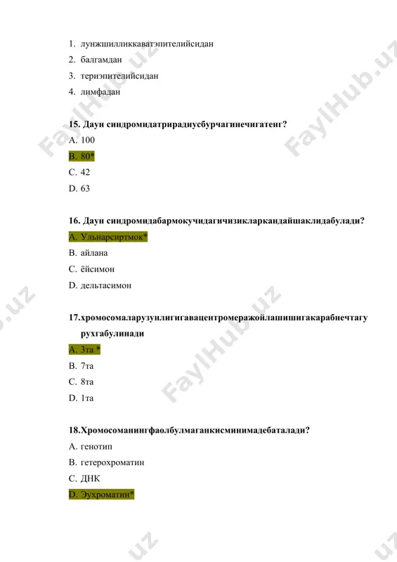 цитогенетика тест саволлари - Page 4