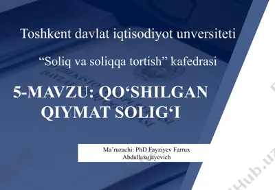qo‘shilgan qiymat solig‘i — PPTX