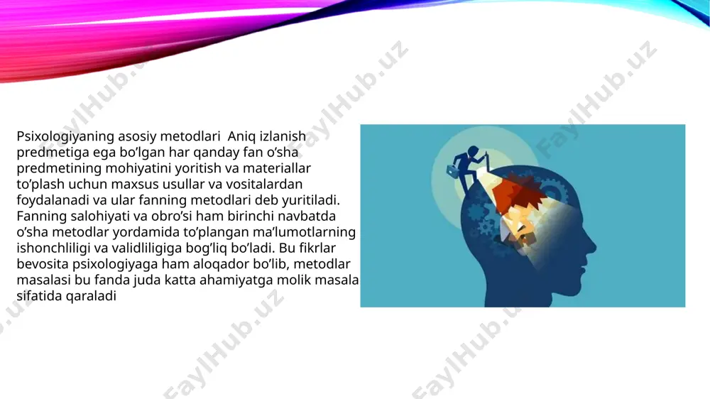 ayonida bolalarning u yoki bu mavzu yuzasidan umumiy munosabatlarini bilish uchun ham ba’zan erkin kuzatish tashkil etilishi mumkin. standartlashtirilgan kuzatuv esa, buning aksi bo’lib, nimani, qachon, kim va kimni kuzatish qat’iy belgilab olinadi va maxsus dastur doirasidan chiqmasdan, kuzatuv olib boriladi ijtimoiy hamda pedagogik psixologiyada guruhiy jarayonlarning shaxs xulq - atvoriga ta’sirini o’rganish maqsadida bevosita ichkaridan kuzatuv tashkil qilinadi, bunda kuzatuvchi shaxs o’sha guruh yoki oila hayotiga tabiiy ravishda qo’shiladi va zimdan kuzatish ishlarini olib boradi. bu bir qarashda kontrrazvedkachilarning faoliyatini ham eslatadi. shu yo’l bilan olingan ma’lumotlar bir tomondan tabiiyligi va mufassalligi bilan qimmatli bo’lsa, ikkinchi tomondan, agar kuzatuvchida konformizm xislati kuchli bo’lsa, o’zi ham guruh hayotiga juda kirishib ketib, undagi ayrim hodisalarni subyektiv ravishda qayd etadigan bo’lib qolishi ham mumkin. so’rov metodi so’rov metodi psixologiyaning barcha tarmoqlarida birlamchi ma’lumotlar to’plashning an’anaviy usullaridan hisoblanadi. unda tekshiriluvchi tekshiruvchi tomonidan qo’yilgan qator savollarga muxtasar javob qaytarishi kerak bo’ladi . agar mabodo …