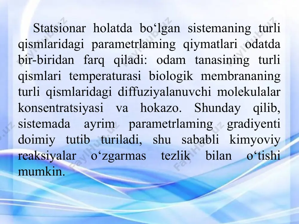 k miqdorining hammasini ishga aylantirib beradigan xayoliy mexanizmga ikkinchi turdagi abadiy divigatel deyiladi. shunga ko’ra termodinamikaning ikkinchi asosini ikkinchi turdagi abadiy dvigatelning bo’lishi mumkin emas deb ta’riflasa ham bo’ladi. eptropiya shunday kattalikki, u absolyut temperatura birligiga to’g’ri keladigan sistemaning bog’langan energiyasidir. . e’tiboringiz uchun raxmat! image3.png image2.jpeg image4.jpeg image5.wmf oleobject1.bin image6.png dt dw s bog ' =