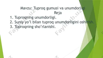 tuproq gumusi va unumdorligi — PPTX