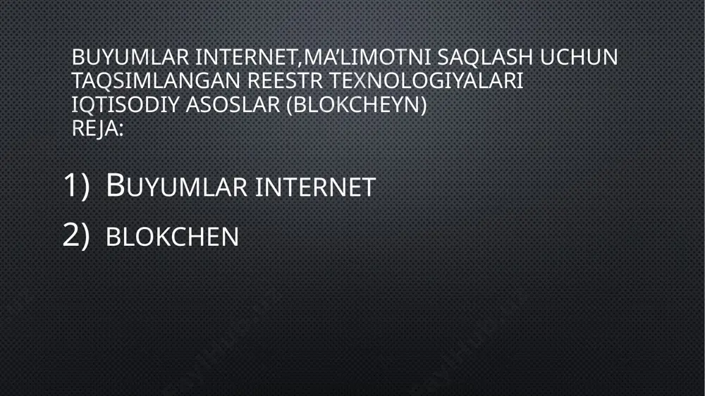 ma’lumotlar to‘plami bo‘lib, unda ma’lumotlar saqlash qurilmalari umumiy serverga ulanmagan bo‘ladi. bu ma’lumotlar to‘plami bloklar deb ataladigan va tartibga solingan qaydlar doimiy o‘sib boradigan ro‘yxatda saqlanadi. har bir blok vaqt belgisiga va bundan oldingi blokka havolaga ega bo‘ladi. shifrlashni qo‘llash shuni kafolatlaydiki, foydalanuvchilarning ularsiz faylga yozuv kiritish imkoni bo‘lmydi, yopiq kalitlar mavjudligi esa bloklar zanjirlarining ma’lum bir qisminigina o‘zgartirishi mumkin. bundan tashqari, shifrlash barcha foydalanuvchilarda bloklar taqsimlangan zanjirlari nusxalarini sinxronlashtirishni ta’minlaydi. ba’zida blokcheyn texnologiyasi «qadriyatlar interneti» deb ataladi va biz buni yaxshi metafora deb hisoblaymiz. har bir kishi internetda axborot joylashtirishi, so‘ngra boshqa odamlar unga dunyoning istalgan nuqtasidan turib ulanish imkoniga ega bo‘lishi mumkin. bloklar zanjirlari blokcheyn fayli yoki qandaydir qadriyatlar ochiq bo‘ladigan dunyoning istalgan nuqtasiga ma’lumotlar jo‘natishga imkon beradi. blokcheyn texnologiyasining muhimligi nimada? bugungi kunda biz markazlashgan interaktiv internet platformasi orqali axborot almashinishga ko‘nikib qolganmiz. biroq agar gap moddiy boyliklarni (pulni) o‘tkazish haqida borganda, biz odatda markazlashtirilgan moliyaviy muassasalar …