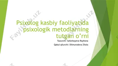 psixologik metodlar nima va ularning asosiy maqsadi — PPTX