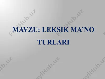 leksiy ma'no turari — PPTX