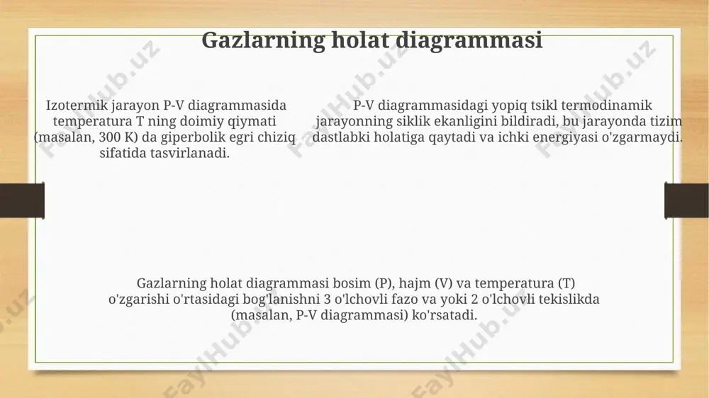 gazning bajargan ishi, issiqlik sig'imi va aylanma jarayonlar - Page 5