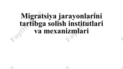 migratsiyajarayonlarini tartibga solish institutlari va mexanizmlari — PPTX