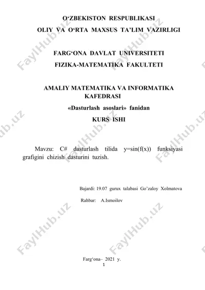 c# dasturlash tilida y=sin(f(x)) funksiyasi grafigini chizish dasturi — DOC