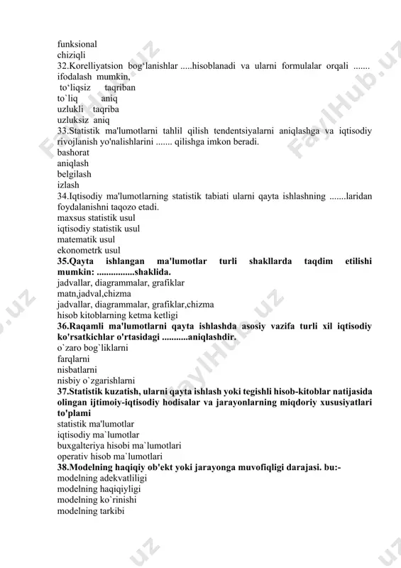 ekonometrik modellashtirishning axborot ta`minoti - Page 5