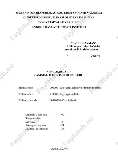 ekg asoslari o'quv ishchi dasturi — DOCX