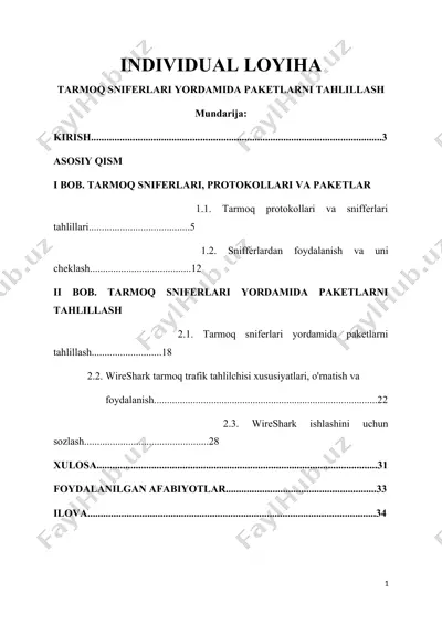 tarmoq sniferlari yordamida paketlarni tahlilash — DOCX