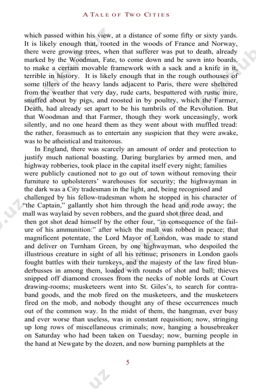 nd trident, rolled with exceeding smoothness down hill, making paper money and spending it. under the guidance of her christian pastors, she entertained herself, besides, with such humane achievements as sentencing a youth to have his hands cut off, his tongue torn out with pincers, and his body burned alive, because he had not kneeled down in the rain to do honour to a dirty procession of monks 4 a ta l e o f tw o ci t i e s which passed within his view, at a distance of some fifty or sixty yards. it is likely enough that, rooted in the woods of france and norway, there were growing trees, when that sufferer was put to death, already marked by the woodman, fate, to come down and be sawn into boards, to make a certain movable framework with a sack and a knife in it, terrible in …