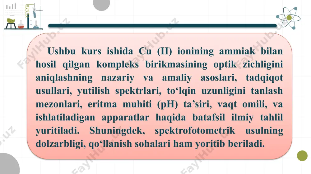 cu (ii) ni ammiak bilan spektrofotometrik usulda aniqlash - Page 5