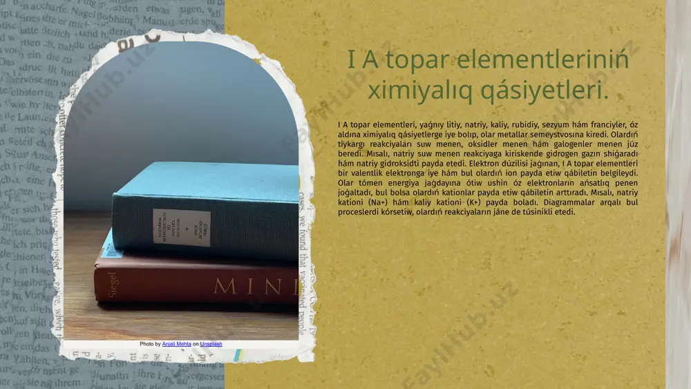 . energiya ózgeriwi li hám na reakciyaları energetikalıq jaqtan hár qıylı. li reakciyası kóbirek energiya shiǵaradı, bul bolsa oniń reaktivligin arttıradı. suw menen reaksiya tezligi li hám na suw menen reakciya tezligi jaģınan parıq qıladı. li suw menen kóbirek tezlikte reakciyaga kirisse, na bul proceste áste háreketlenedi. li hám na elementleriniń birikpeleri licl (litiy xlorid) - bul suwda eriytuģın duz bolip, tiykarınan kondicioner sistemalarında qollanıladı. ol, sonday-aq, psixiatriyada dári sıpatında qollanıladı. nacl (natriy xlorid) - bul ápiwayı as duzı bolip, azıq-awqat sanaatında keń qollanıladı. ol suwda eriydi hám organizm ushin zárúr bolgan elektrolit esaplanadı. li2co3 (litiy karbonat) - bul tiykarınan batareyalarda, ásirese, litiy-ion batareyalarında qollanıladı. ol energiya saqlaw sistemalarında áhmiyetli rol oynaydı. nahco3 (natriy bikarbonat) - pisiriwde qollanılatuģın ximiyalıq birikpesi bolip, ol kóplegen azıq-awqat ónimlerinde pisiriw untaģi sipatında qollanıladı hám organizmde kislotalıqtı tártipke saladı. li hám na elementleriniń sanaattaǵı áhmiyeti li (litiy) akkumulyatorlarda energiya saqlawda áhmiyetli rol oynaydı, ásirese elektr …