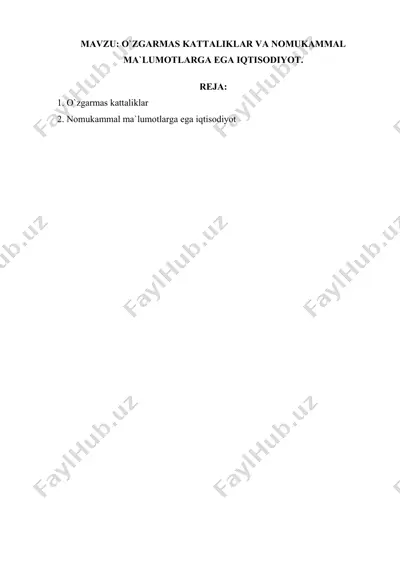 o`zgarmas kattaliklar va nomukammal — DOCX