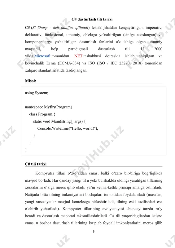 iron bir ism bering. masalan, uni chaqiramiz helloapp... keyin ok tugmasini bosing. shundan so'ng visual studio loyihamizni standart yaratilgan fayllar bilan ochadi: visual studio maydonining katta qismini kelajakdagi dastur shaklini o'z ichiga olgan grafik dizayner egallaydi. hozircha u bo'sh va faqat form1 sarlavhasiga ega. o'ng tomonda loyiha fayllari oynasi - solution explorer mavjud. bu erda bizning dasturimiz bilan bog'liq bo'lgan barcha fayllar, shu jumladan forma fayllari joylashgan. form1.cs. o'ng pastki qismida xususiyatlar oynasi joylashgan. hozir menda boshqaruv sifatida tanlangan forma bo'lganligi sababli, ushbu maydon forma bilan bog'liq xususiyatlarni aks ettiradi. endi biz ushbu oynada shaklning text xususiyatini topamiz va uning qiymatini boshqasiga o'zgartiramiz: shunday qilib, biz shaklning nomini o'zgartirdik. endi biron bir boshqaruv elementini maydonga ko'chiramiz, masalan tugma. buni amalga oshirish uchun visual studio-ning chap qismidagi toolbox yorlig'ini toping. ushbu yorliqni bosing va elementlar paneli ochiladi, biz sichqoncha yordamida istalgan elementni shaklga tortib olamiz: elementlar orasidan tugmachani toping va sichqonchani …