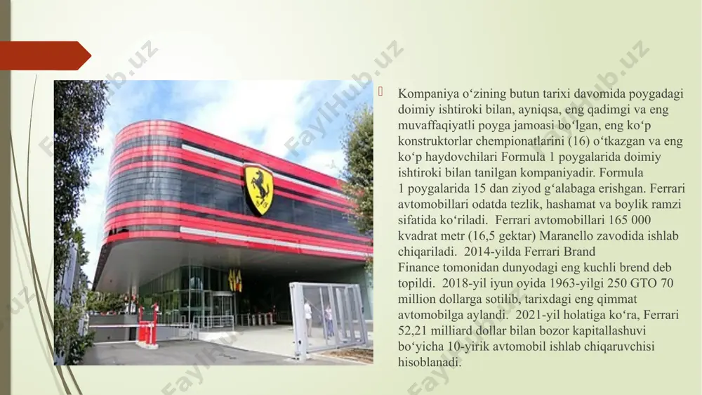 motor bilan birlashtirilgan, ulardan ikkitasi mustaqil va old oʻqda, uchinchisi esa old aksda joylashgan. raqobat strategiyasi talab va taklifni muvozanatlash uchun ferrari kompaniyasi turli strategiyalarni qo'llaydi: ishlab chiqarishni rejalashtirish: ferrari bozor talabidan kelib chiqib ishlab chiqarish darajasini puxta rejalashtiradi va prognoz qiladi. ular optimal ishlab chiqarish hajmini aniqlash uchun tarixiy savdo ma'lumotlarini, bozor tendentsiyalarini va mijozlarning afzalliklarini tahlil qiladilar. inventarizatsiyani boshqarish: ferrari haddan tashqari zaxiralar yoki yetishmovchilikni oldini olish uchun inventarizatsiyani boshqarish tizimini qo'llab-quvvatlaydi. ular sotuvni diqqat bilan kuzatib boradilar va ortiqcha inventarsiz taklif talabni qondirish uchun ishlab chiqarishni mos ravishda moslashtiradilar. narxlar strategiyasi: ferrari talabni boshqarish uchun narx strategiyasidan foydalanadi. ular bozor sharoitlari, raqobat va mijozlarning xohishlariga qarab narxlarni o'zgartirishi mumkin. o'z avtomobillarini strategik baholab, ular talabga ta'sir ko'rsatishi va taklif va xaridor talabi o'rtasidagi muvozanatni saqlashi mumkin. marketing va reklama: ferrari talabni yaratish va rag'batlantirish uchun marketing va reklama tadbirlaridan foydalanadi. ular qiziqish uyg'otish va potentsial mijozlarni jalb …