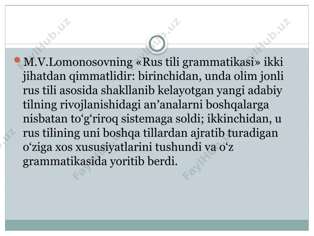 льно-исторического языкознания. shleyxer so‘z tuzilishi va ularning gapdagi o‘zaro munosabatini ifodalash vositalari tipi jihatidan, yaʼni morfologik xususiyatlariga ko‘ra, tillarni uch guruhga bo‘ladi: 1. ajratuvchi tillar (isolier ende sprachen). 2. biriktiruvchi tillar (zusammenfugende shrachen). 3. flektiv tillar. a.shleyxerning biologik konsepsiyasi boshqa olimlarga ham taʼsir ko‘rsatdi. shu asosda moris rappning «til fiziologiyasi» (1840) va «qiyosiy grammatika tabiiy fan sifatida» (1852), maks myullerning «til haqidagi fan bo‘yicha leksiyalar» (rus tilida u 1865 yilda «til haqidagi fan» nomi bilan nashr qilingan) va boshqa asarlar maydonga keldi. psixologizm oqimi psixologizm tilni xudoning yo odam ruhining ifodasi, ko‘rinishidir deb tushuntiradi. til go‘yo sof psixik hodisadir. psixologizm tarafdorlari o‘z qarashlariga gerbartning assotsiativ psixologiyasini (yaʼni hodisalarning kishi psixikasida bir-birlarini eslatishi haqidagi taʼlimotini) asos qilib oladilar. psixologizm oqimining yevropadagi eng ko‘zga ko‘ringan namoyandasi g. shteyntal, rossiyada esa a.apotebnya edi. geyman shteyntal (1823-1899), bir tomondan, mantiqiy grammatika yaratishga urinishlarni, ikkinchi tomondan, esa shleyxerning biologik naturalizmini tanqid qildi va v.gumboldtning til …