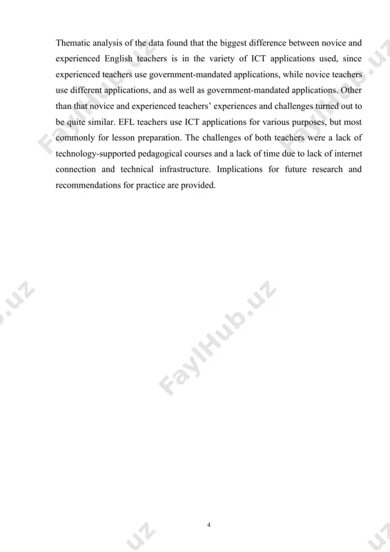 teachers’ experiences and challenges turned out to be quite similar. efl teachers use ict applications for various purposes, but most commonly for lesson preparation. the challenges of both teachers were a lack of technology-supported pedagogical courses and a lack of time due to lack of internet connection and technical infrastructure. implications for future research and recommendations for practice are provided. chapter i. literature overview 1.1. the theoretical background of ict the time period ‘computers’ was supplanted by means of ‘it’ (information technology) near the give up of the 1980s, indicating a shift in emphasis away from computing science and towards the potential to save and retrieve data. later, as it became greater broadly common in industry and government, sub-units of these agencies started out to comprise it departments into their organizational structures. the web and clever applied sciences exploded as a result, and the world wide web (www), connections, on-line …