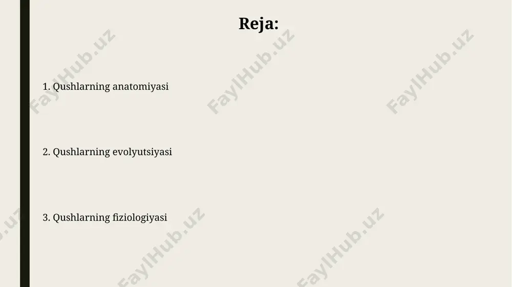 kabi, bir yilda bir necha marta 10 dan ortiq tuxum qo'yish mumkin. qushlarning xulqi qushlarning 90% dan ortig‘i monogam bo‘lib, hayot sherigi bilan umrbod birga yashaydi, lekin ba’zi turlarda, masalan, to‘tiqush va chumchuqlarda polyandri va poliginiya hollari ham kuzatiladi. ko‘plab qush turlari, ayniqsa, qishloq xo‘jaligi zararkunandalarini yo‘q qilishda muhim rol o‘ynaydi, ularning yillik iste’moli millionlab hasharotlarni tashkil etadi va ekologik muvozanatni saqlashga yordam beradi. qushlar uchum sistemasi qushlarning uchish mushaklarining og'irligi tanasining 15-35% ni tashkil etadi, bu esa energiya sarfini ta'minlash va qanotlarning tezkor harakatini boshqarish uchun zarurdir, bunda pektoral mushaklar asosiy rol o'ynaydi. qush qanotlarining shakli va kattaligi, ularning uchish turini belgilaydi; masalan, burgutlarning uzun va keng qanotlari, shumqor uchishga moslashgan, hummingbirds esa tezkor manevr qilish uchun qisqa va tor qanotlarga ega. qushlarni saqlash va muhofaza qilish qushlar populyatsiyasining 30% dan ortigʻi yashash joylarining yoʻqolishi va parchalangani tufayli tahdid ostida. muvaffaqiyatli muhofaza qilish uchun yashash joylarini tiklash va himoya …