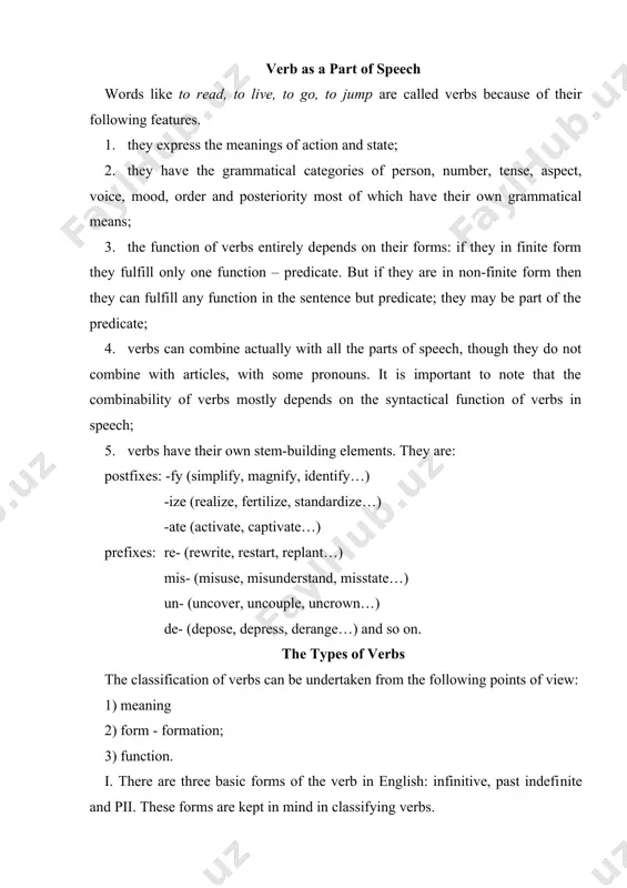 l come, have asked, is helped ... there are productive and non-productive ways of word-formation in present-day english verbs. affixation is productive, while variation of sounds and suppletion are non-productive. notional and functional verbs from the point of view of their meaning verbs fall under two groups: notional and functional. notional verbs have full lexical meaning of their own. the majority of verbs fall under this group. function verbs differ from notional ones of lacking lexical meaning of their own. they cannot be used independently in the sentence; they are used to furnish certain parts of sentence (very often they are used with predicates). function verbs are divided into three: link verbs, modal verbs, auxiliary verbs. link verbs are verbs which having combined with nouns, adjectives, prepo​sitional phrases and so on add to the whole combination the meaning of pro​cess. in such cases they are used as finite forms of …