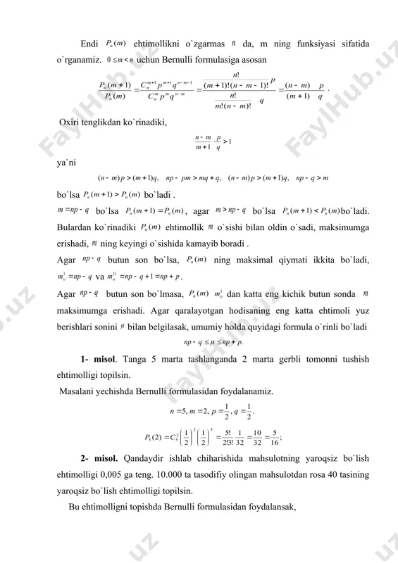 topilsin. bu ehtimolligni topishda bernulli formulasidan foydalansak, bundan ko`rinadiki, katta n lar uchun ehtimollikni bernulli formulasi orqali topish katta texnik qiyinchiliklarga olib kelar ekan. _1302531736.unknown _1306052984.unknown _1306053325.unknown _1306078283.unknown _1307902139.unknown _1307902157.unknown _1306078757.unknown _1306078918.unknown _1306079183.unknown _1306078295.unknown _1306053531.unknown _1306078057.unknown _1306078151.unknown _1306053634.unknown _1306053647.unknown _1306053598.unknown _1306053435.unknown _1306053493.unknown _1306053336.unknown _1306053116.unknown _1306053220.unknown _1306053274.unknown _1306053187.unknown _1306053084.unknown _1306053102.unknown _1306053010.unknown _1302532179.unknown _1302532531.unknown _1302532739.unknown _1302532807.unknown _1302533054.unknown _1302533224.unknown _1302533246.unknown _1302533298.unknown _1302533172.unknown _1302532830.unknown _1302533010.unknown _1302532817.unknown _1302532798.unknown _1302532762.unknown _1302532786.unknown _1302532687.unknown _1302532695.unknown _1302532602.unknown _1302532295.unknown _1302532337.unknown _1302532467.unknown _1302532315.unknown _1302532250.unknown _1302532282.unknown _1302532191.unknown _1302531894.unknown _1302532037.unknown _1302532090.unknown _1302532132.unknown _1302532152.unknown _1302532112.unknown _1302532065.unknown _1302531919.unknown _1302532025.unknown _1302531900.unknown _1302531809.unknown _1302531816.unknown _1302531886.unknown _1302531860.unknown _1302531753.unknown _1302531760.unknown _1302531786.unknown _1302531743.unknown _1302530382.unknown _1302531020.unknown _1302531667.unknown _1302531702.unknown _1302531715.unknown _1302531685.unknown _1302531201.unknown _1302531347.unknown _1302531191.unknown _1302530800.unknown _1302530948.unknown _1302530955.unknown _1302530878.unknown _1302530657.unknown _1302530679.unknown _1302530782.unknown _1302530473.unknown _1302530004.unknown _1302530262.unknown _1302530316.unknown _1302530365.unknown