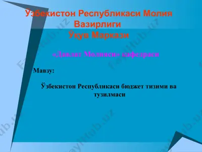 ўзбекистон республикаси бюджет тизими ва тузилмаси — PPTX