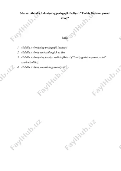 abdulla avloniyning pedagogik faoliyati — DOCX