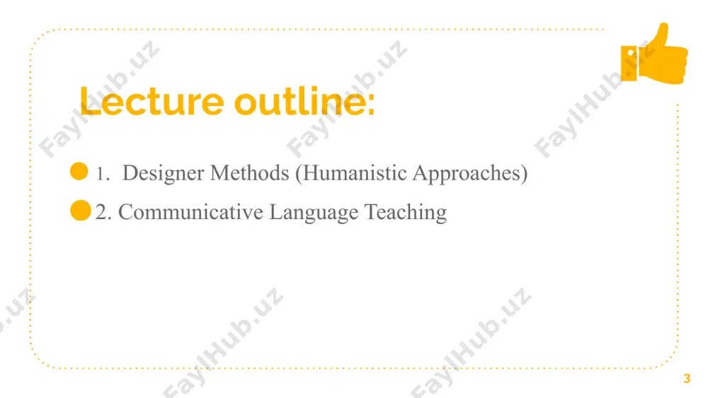 rrect pronunciation. teacher's silence: teacher is generally silent, only giving help when it is absolutely necessary. peer correction: students encouraged to help each other in a cooperative and not competitive spirit. 15 the silent way: typical techniques (2) self-correction gestures: teacher uses hands to indicate that something is incorrect or needs changing - e.g.. using fingers as words then touching the finger/word that is in need of correction. word chart: words are depicted on charts, the sounds in each word corresponding in colour to the sound-colour chart described above - students use this to build sentences. fidel chart: a chart that is color-coded according to the sound-colour chart but includes the various english spellings so that they can be directly related to actual sounds. 16 17 18 19 suggestopedia 2 suggestopedia one of the innovative methods dating back to the 1970’s (georgi lozanov). lozanov suggests that the human brain could …