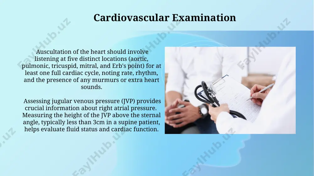 y investigations. neurological examination assessing cerebellar function involves observing gait for ataxia, performing finger-to-nose testing to detect dysmetria (within 1-2cm is normal), and evaluating rapid alternating movements for dysdiadochokinesia, all indicators of potential cerebellar lesions. cranial nerve examination assesses 12 pairs of nerves, including visual acuity (using a snellen chart), pupillary light reflex, and testing for facial nerve function by observing symmetry during smiling and eyebrow raising, helping to localize neurological deficits. thank you for your attention @taqdimot_robot image2.jpg image3.jpg image4.jpg image5.jpg image6.jpg image7.jpg image8.jpg image9.jpg image10.jpg image1.png