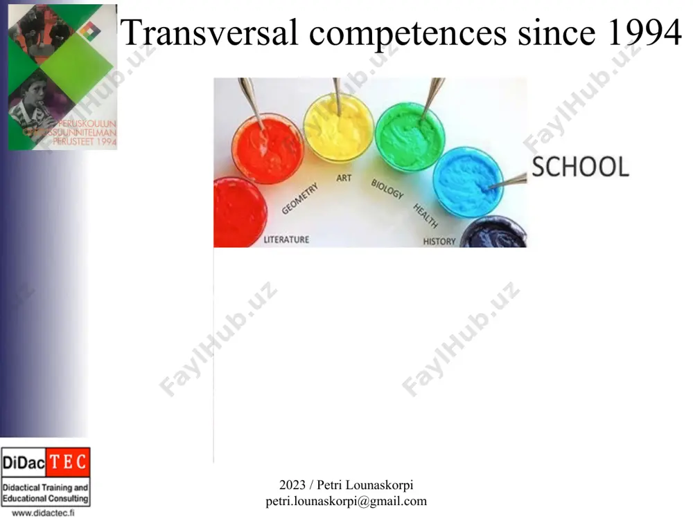 new moving it -classes 3. students start to use the online platform n o w 2023 january - february 2023 february - march the strategy 2022 / petri lounaskorpi petri.lounaskorpi@gmail.com technology teacher training curriculum development support school improvement plans (sip) ..2022 / petri lounaskorpi petri.lounaskorpi@gmail.com investment 100 % 70 % technology 20 % teachers terining 10 % curriculum development ..2018 / petri lounaskorpi petri.lounaskorpi@gmail.com investing in digital skills time price traditional costs new infrastructure budgeti 1 2 3 4 teachers § from the first to the sixth year class, pupils are mainly taught by class teachers and for the remaining three years by specialist subject teachers. § as a rule, both comprehensive and general upper secondary school teachers have university degrees, which take 5–6 years to complete. § the qualifications required from teachers are set down in fairly great detail in statutes. 2018 / petri lounaskorpi petri.lounaskorpi@gmail.com 2023 / petri …