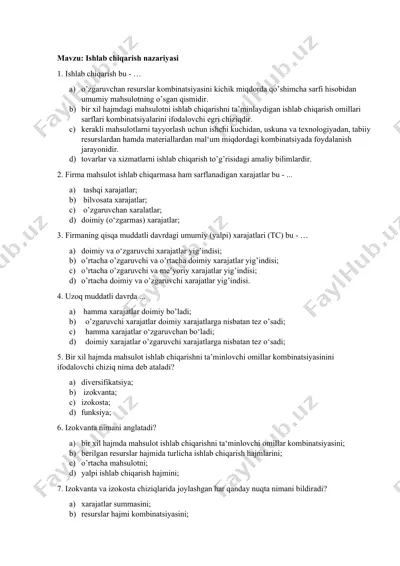 ishlab chiqarish nazariyasi — DOCX