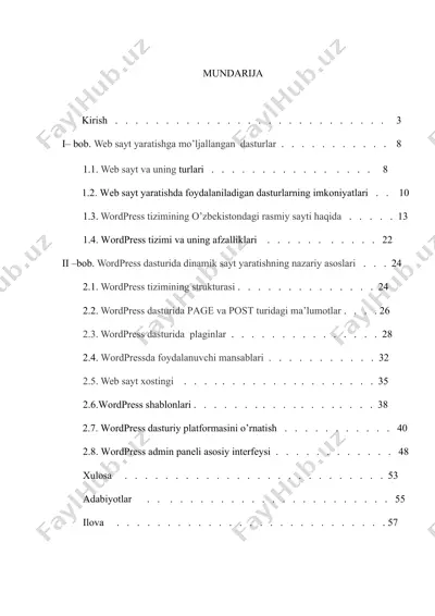 web sayt yaratishga mo’ljallangan dasturlar — DOCX
