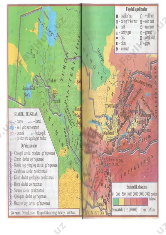 o’zbekiston respublikasining tabiiy xaritasi 4-sinf tabiatshunoslik - Page 4