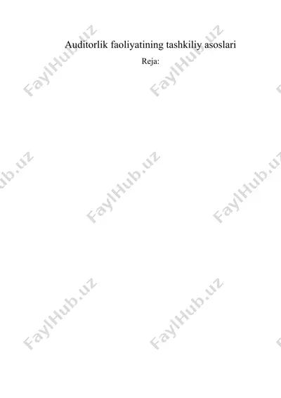 auditorlik faoliyatining tashkiliy asoslari — DOC