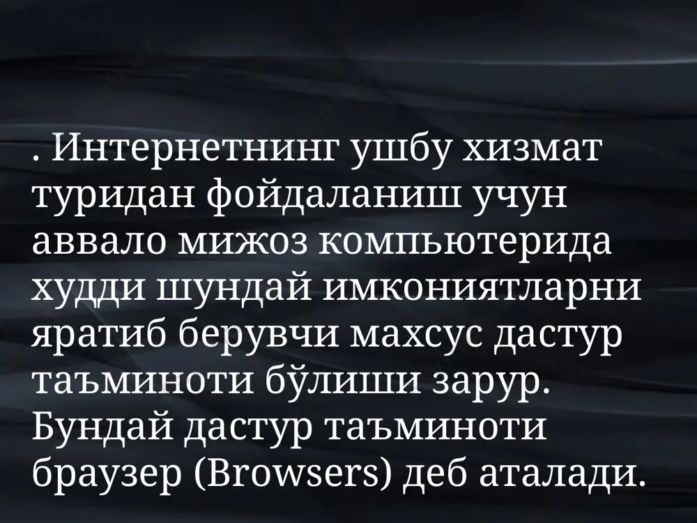a o'rnatiladi) va so'ralayotgan xujjat olib bo'lingandan so'ng server bilan aloqani uzishdan iborat. e’tiboringiz uchun rahmat image3.png /docprops/thumbnail.jpeg