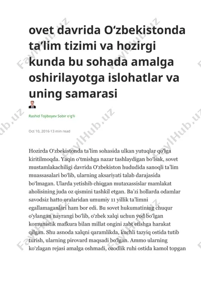 o‘zbekistonda ta‘lim tizimi — DOCX