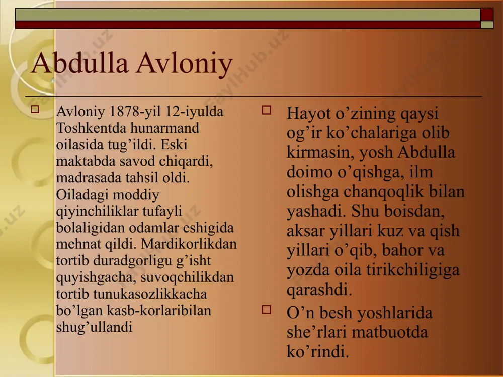 olarimiz arvohlarining ruhi yanglig’ turkistonliklar boshi uzra deyarli sakson yil davomida charx urib yurdi. axloqiy-falsafiy mazmunga ega bo’lgan “turkiy guliston…” badiiy teran va go’zal asardir. u “axloq”, “tarbiya”, “yaxshi xulqlar”, “yomon xulqlar” deb nomlangan kimsalarga bo’linadi. ularning ichida har bir axloqiy tushunchani yuritishga alohida parcha ajratiladi va u mo’jaz naql, ixcham hikoyatlar bilan bezaladi-pedagogik mazmun badiiy va tarixiy obrazlar vositasida yanada mustahkamlanadi. maxmudxo`ja behbudiy (1875 - 1919) yurtboshimiz aytganlaridek "buyuk ajdodlarimizning beqiyos ma'naviy merosi, ming yillik tariximiz va madaniyatimizga asoslangan ma'naviy hayotimizni tiklay boshladik. dinimiz va tilimizga qaytdik, milliy urf-odatlarimiz, xullas, inson ma'naviyatiga dahldor barcha boyliklarimiz qaytadan qad rostlayapti..." zotan, maxmudxo`ja behbudiy hayoti va faoliyati ham bugungi kunimizda istiqlolni saqlab qolish va mustaxkamlash uchun olib borayotgan kurashlarimizda hoyat ibratli asarlari esa beqiyos ma'naviy meros sifatida allaqachon bir millat yoki mintaqa miqyosidan chiqib, umuminsoniy qadriyatlar sirasiga kirib ketgan... behbudiy merosi behbudiy merosi haqida gap ketganda, uning eng e'tiborli tomoni shundaki, biz …