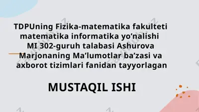 mysql ma'lumotlar bazasi — PPTX