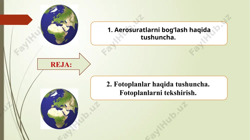 original) bir necha transformatsiyalangan aerosuratlar yoki ularni qismlaridan tuzilsa mazaichli (naqshli) fotoplan deyiladi. fotoplan deformatsiyasini oldini olish uchun qattik asosga yaʼni aviatsiya faneri yoki alyuminli fanerga montaj qilinadi. fonerni qalinligi 1,5-2,0 mm boʻlishi kerak. asosga koordinata toʻri chizilib oriyentirlovchi nuqtalar tushiriladi. fotoplanni montaj qilishda transformatsiyalangan aerosuratdagi har bir oriyentirlovchi nuqta asosdagi maʼlum nuqta bilan birlashishi kerak. montaj qilishni yengillashtirish va aniqlashtirish uchun aerosurat puanson bilan aerosuratda tirqish hosil qilinadi. aerosurat shu bilan birgalikda konturlar farqi boʻylama va koʻndalang qoplanishini farqi kam va bir hil boʻlishi kerak. har bir nuqta boʻyicha terilgan aerosurat ogʻirligi 0,5-1 kg boʻlgan metall yuk bilan maxkamlanadi. hamma qoplanishlarda tafsilotlarni mos kelishini, qoplanishlarni oʻrtasidagi aniq konturlarni ingichka igna bilan teshib tekshiriladi. pastki aerosuratda teshilgan nuqtani maʼlum nuqtadagi fotografik tasvirdan qochishi 0,5 mm oshmasligi kerak. marshrut boʻyicha aerosuratlar joylashtirib tenglashtirilgandan soʻng buylama qoplanish boʻyicha navbat bilan kesib chiqiladi. aerosuratlarni kesish tartibi fotosxemadagi kabi amalga oshiriladi. aerosuratlarni geometrik xususiyati …
