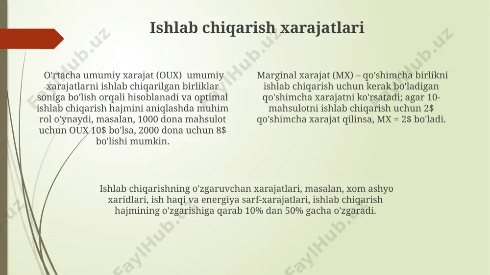 n ta'qib qilinmaydi, lekin tushirish esa ularni shunga majbur qiladi. oligopolistik bozorlarda narxlar raqobatdan ko'ra, ko'proq tovarlarning farqlanishiga, reklamaga va mahsulot differensiatsiyasiga bog'liq bo'ladi. oligopiya bozorida 3-5 ta yirik kompaniya 80% dan ortiq bozor ulushiga ega bo‘lib, ularning harakatlari bir-biriga kuchli ta’sir ko‘rsatadi. e'tiboringiz uchun rahmat @taqdimot_robot