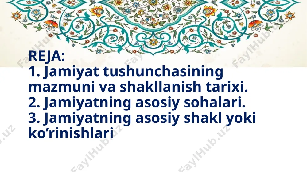 yerimizning ona tabiati harakati natijasida tirik mavjudotlar ichida bir tur sifatida vujudga kelgan. odam miya tuzilishining o‘ziga xosligi va ongli mehnat tufayli asta-sekin fiziologik va intellektual (aqliy) jihatdan takomillashib borib, bundan qariiyb 50-40 ming yillar burun kromanyon va neandertal tipidagi (homo sapiens – aqlli odam) jamiyat bo‘lib yashashga o‘tgan. shunga qaramay inson va jamiyat kelib chiqishining to‘liq manzarasi fanda hanuzgacha yaratilmagan. jamiyat kelib chiqishining diniy talqini ham, idealistik konsepsiya va materializm (ilmiy dalillar yetarli emasligi bois) ham asosli e’tirozlar uyg‘otadi. ammo, daliliy ma’lumotlar ozligiga qaramay, biz jamiyatning vujudga kelish manzarasini ancha aniq yaratish imkonini beradigan ilmiy dalillarga ishonch bilan qarash lozim deb hisoblaymiz jamiyat muammosi qadimgi yunon faylasuflari qarashlarida markaziy o‘rin tutadi. platon va aristotel ta’limotida jamiyat, davlat masalalari muhim o‘rin tutadi. platon jamiyatga tizim sifatida yondoshib, uning tarkibi, davlat boshqaruvi haqida qimmatli fikrlar bildirgan. aristotel jamiyatni o‘rganuvchi fanlar orasida siyosatga alohida o‘rin bergan. uning fikricha, jamiyat siyosiy mavjudotlardan tashkil …
